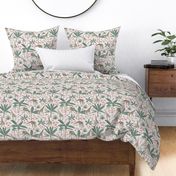 Serene Savannah Giraffes and Tropical Flora - Whimsical Wildlife Fabric Desig