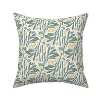 Sunny Savannah Botanicals - Vibrant Leaf and Dot Pattern for Fresh Textile Design