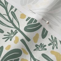 Sunny Savannah Botanicals - Vibrant Leaf and Dot Pattern for Fresh Textile Design