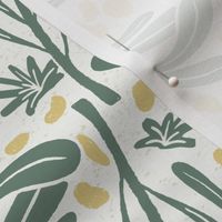 Sunny Savannah Botanicals - Vibrant Leaf and Dot Pattern for Fresh Textile Design