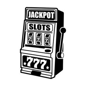 JACKPOT! Lucky Slot Machine, Las Vegas Casino, Gambling, Black & White