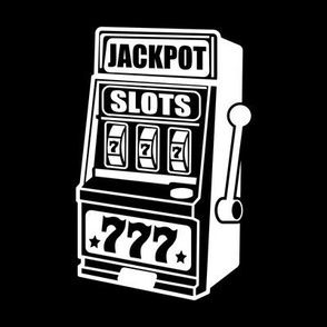 JACKPOT! Lucky Slot Machine, Las Vegas Casino, Gambling, White & Black