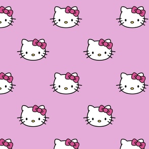cute kawaii kitty  with bow on pink