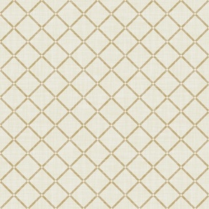 S. Minimal diagonal trellis on subtle linen texture sandy beige lattice grid on ivory white-