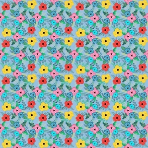Floral Bliss: Radiant Blooms Pattern (blue) - small