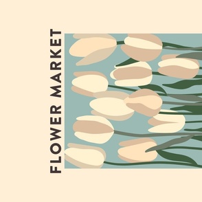 Flower Market - Amsterdam Tulips Floral Wall Art / Tea Towel