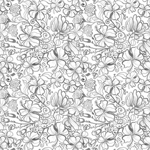 Mellow Tropical Floral Shadow Metallic Wallpaper Silver Gold Large Scale Coastal Elegance