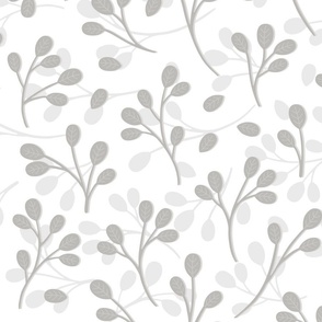 leaf shadows in neutral colors on white background