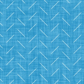 Minimal herringbone on linen texture simple off white arrow lines on distressed electric blue