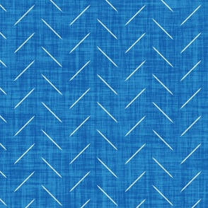 Minimal herringbone on linen texture simple off white arrow lines on distressed cobalt blue