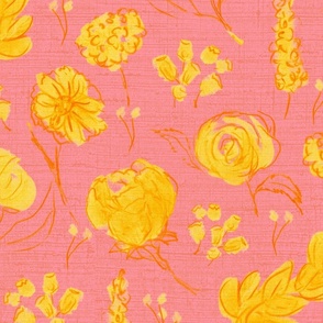 Texture Floral pattern-Pink and Yellow