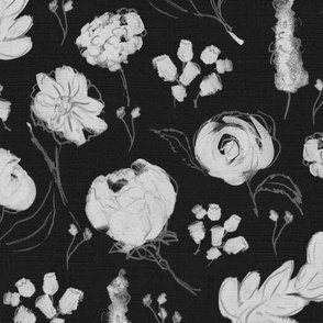 Texture Floral pattern-Black and white_