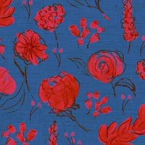 Texture Floral -Pink and blue