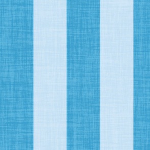 Cabana stripe with linen texture minimal bold 4 inch cerulean blue on off white