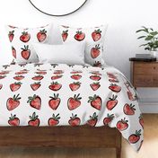 juicy strawberry coordinate large - delicious watercolor fruit - sweet strawberries fabric and wallpaper