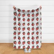 juicy strawberry coordinate large - delicious watercolor fruit - sweet strawberries fabric and wallpaper