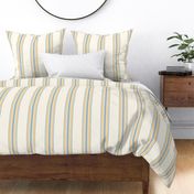 Medium - Parma Gray and Semolina yellow stripes on cream - 5 stripes - classic coastal neutral wallpaper - Farmhouse ticking stripe