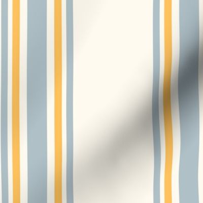 Medium - Parma Gray and Semolina yellow stripes on cream - 5 stripes - classic coastal neutral wallpaper - Farmhouse ticking stripe