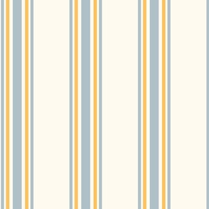 Medium - Parma Gray and Semolina yellow stripes on cream - 5 stripes - classic coastal neutral wallpaper - Farmhouse ticking stripe