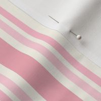 Medium - Pink stripes on cream - 5 stripes - classic coastal neutral wallpaper - Farmhouse ticking stripe