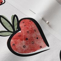 juicy strawberry coordinate - delicious watercolor fruit - sweet strawberries fabric and wallpaper