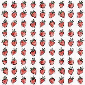 juicy strawberry coordinate small - delicious watercolor fruit - sweet strawberries fabric and wallpaper
