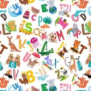 Adorable Animal Alphabet Watercolor Extra Small Scale