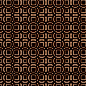 Seamless beautiful tile pattern with brown circles and squares On Black Background