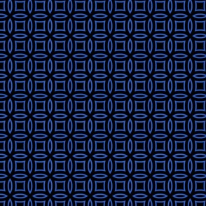 Seamless beautiful tile pattern with dark blue circles and squares on black background