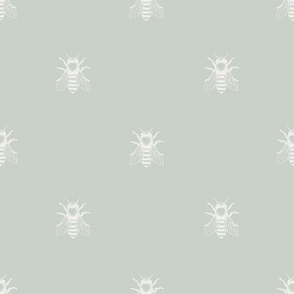 Honey Bees - Pale Sage Green Sea foam Cream Decor Quilt Fabric