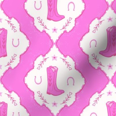 Cowgirl Boots Western Whimsy in Hot Pink wallpaper