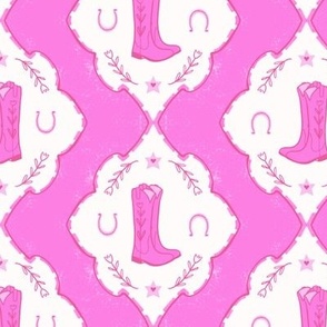Cowgirl Boots Western Whimsy in Hot Pink wallpaper
