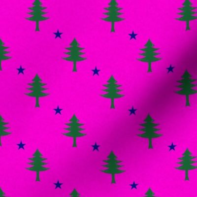 Maine Pine & Star Flag | Blaze Pink