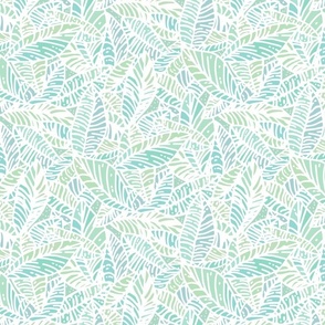 Batik Leaves Sea Greens 600