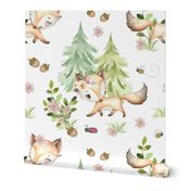 Floral Woodland Animals Fox Baby Nursery Ladybug Bee