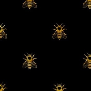 Honey Bees - black and faux gold foil effect - antique gilt bee