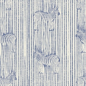 Surreal Zebra Stripes in Periwinkle Blue on Cream
