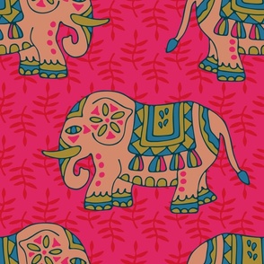 ELEPHANT PARADE Bohemian Exotic Jungle Animal in Fuchsia Hot Pink Blush Red Blue Green - LARGE Scale - UnBlink Studio by Jackie Tahara