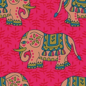 ELEPHANT PARADE Bohemian Exotic Jungle Animal in Fuchsia Hot Pink Blush Red Blue Green - MEDIUM Scale - UnBlink Studio by Jackie Tahara