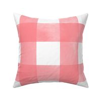 (L) Watercolor Gingham Plaid in Coral Pink