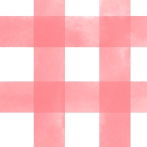 (L) Watercolor Gingham Plaid in Coral Pink
