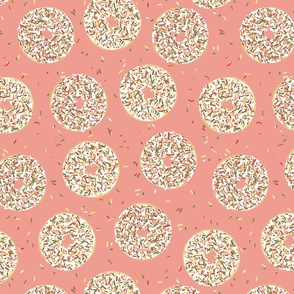 White Sprinkle Donuts in Pink - Large