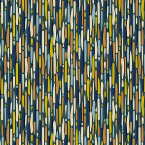 Abstract Lines and Stripes in Beige Yellow Blue and Orange on Teal - Medium 