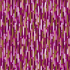 Abstract Lines and Stripes in Green Yellow Mauve and Burgundy on Fuchsia - Medium 