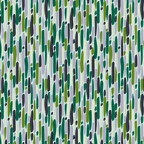 Abstract Lines and Stripes in Cream Grey Green and Mauve on Light Green - Medium