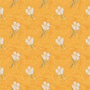 Simple rustic floral on saffron yellow - white watercolor daisy