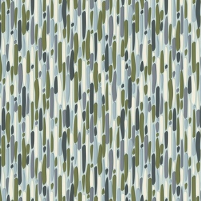 Abstract Lines and Stripes in Cream Grey Green and Dark Grey on Light Teal  - Medium 