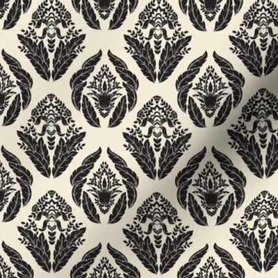 Damask in Ivory and Ink - Small Version