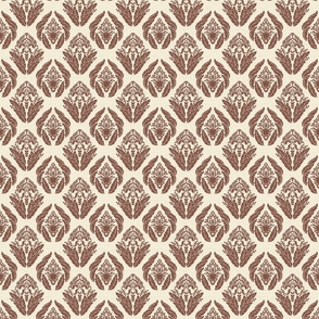Damask in Ivory and Rust - Small Version