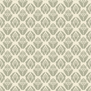 Damask in Ivory and Sage - Small Version